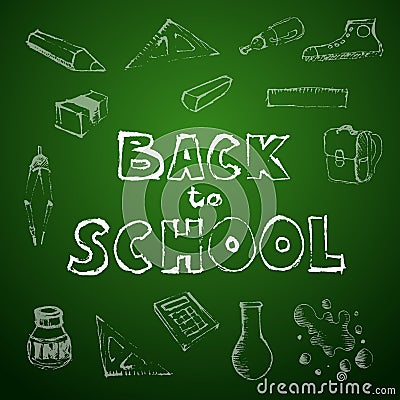 Back to school set of school doodle illustrations Cartoon Illustration