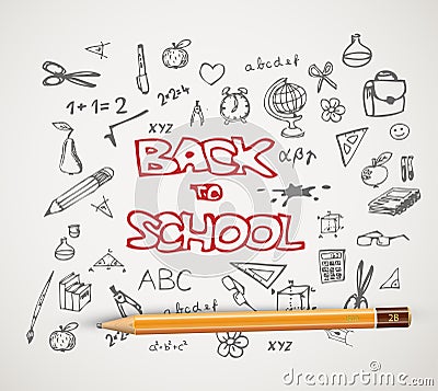 Back to school - set of school doodle illustrations Vector Illustration