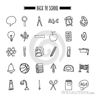 Back to school set supplies icon Vector Illustration