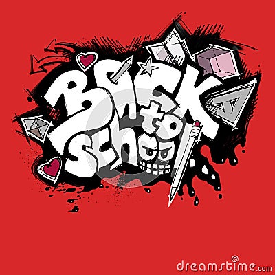 Back to school sign (graffiti style) Stock Photo