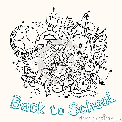 Back to school - Sketch illustration of education objects Vector Illustration