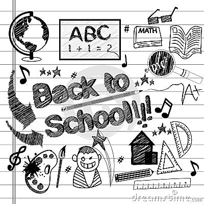 Back to school sketchy doodles set Vector Illustration