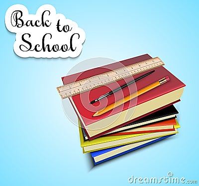 Back to school with a stack of school textbooks Vector Illustration