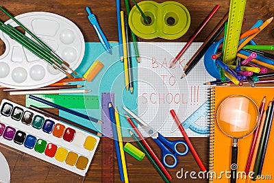 Back to school stop motion animation with pens and paints Stock Photo