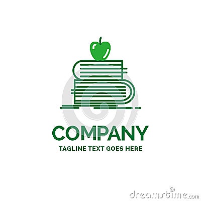 back to school, school, student, books, apple Flat Business Logo Vector Illustration