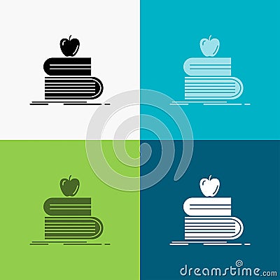 back to school, school, student, books, apple Icon Over Various Background. glyph style design, designed for web and app. Eps 10 Vector Illustration