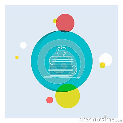 back to school, school, student, books, apple White Line Icon colorful Circle Background Vector Illustration