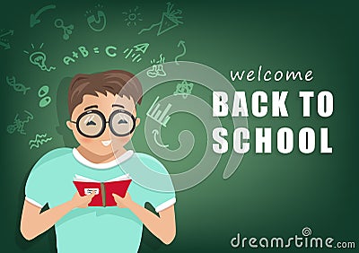 Back to school, student learning, people character vector, sign and symbol flat design, poster background cover book, web, flyer, Vector Illustration