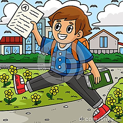 Back to School Student Test Papers Colored Cartoon Vector Illustration