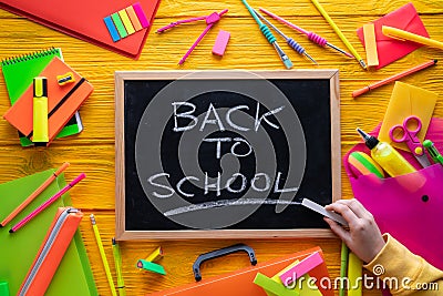 Back to school supplies vivid arrangement Stock Photo