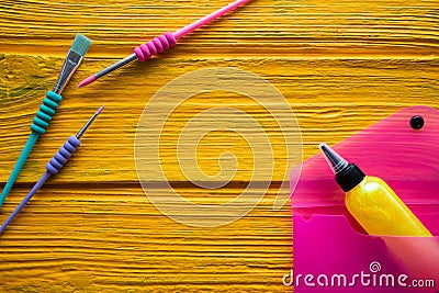 Back to school supplies vivid arrangement Stock Photo