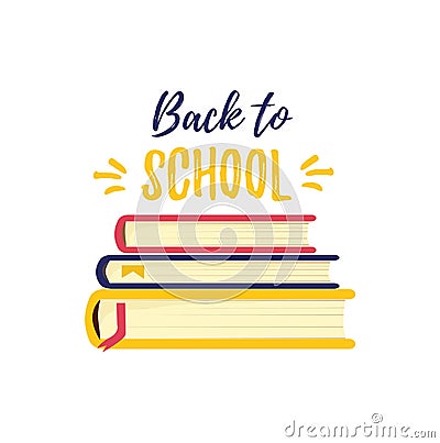 Back to school. Symbol of knowledge and study the book. A stack of textbooks. Stock Photo