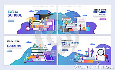 Back to school templates web page design Vector Illustration