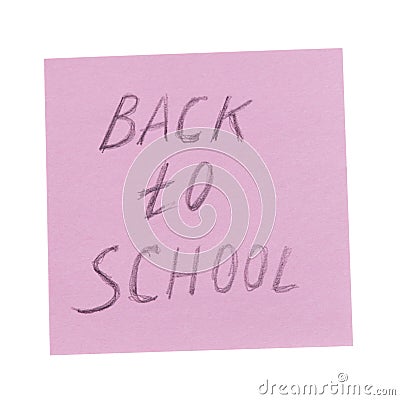 Back to school text on reminder paper Stock Photo