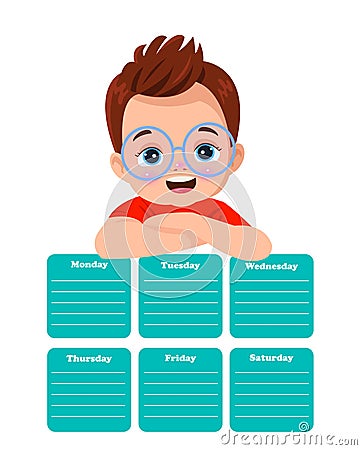 Back to school timetable. Hand drawn Plan note education Cartoon Illustration