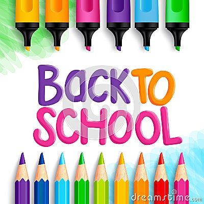 Back to School Title Words Written in a White Drawing Paper Vector Illustration