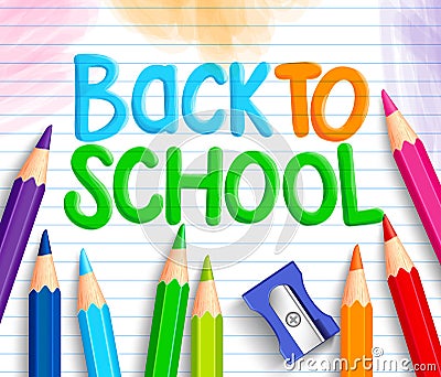 Back to School Title Words Written in a White Line Paper Vector Illustration