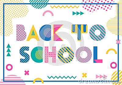 Back to school. Trendy geometric font in memphis style of 80s-90s Vector Illustration
