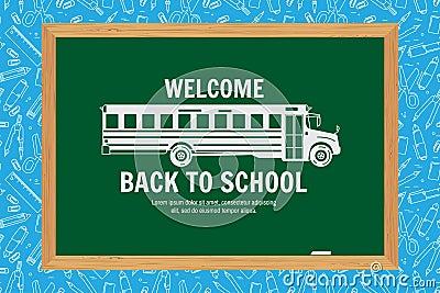 Back To School typographical background on chalkboard. Vector Illustration