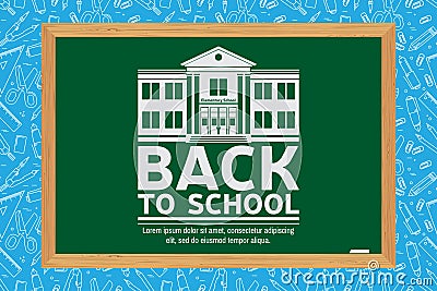 Back To School typographical background on chalkboard. Vector Illustration