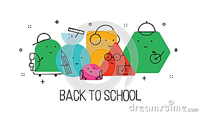 Back to school. Vector abstract geometric shapes illustration of students, schoolchildren for poster, background or Vector Illustration