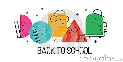 Back to school. Vector abstract geometric shapes illustration of students, schoolchildren for poster, background or Vector Illustration