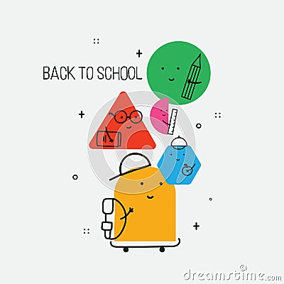 Back to school. Vector abstract geometric shapes illustration of students, schoolchildren for poster, background or Vector Illustration