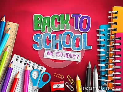 Back to school vector design with education elements, school supplies and colorful paper cut Vector Illustration