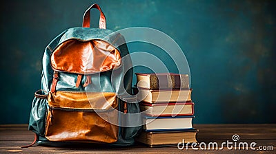 Back-to-School Warrior: Backpack Leading the Way to Learning, Generative AI Stock Photo