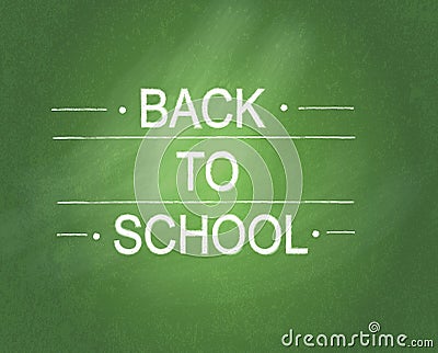 Back to school , written on a blackboard. Cartoon Illustration