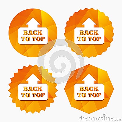 Back to top arrow sign icon. Scroll up symbol. Vector Illustration