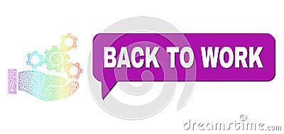 Spectral Net Gradient Mechanics Service Icon and Back to Work Chat Balloon with Shadow Vector Illustration