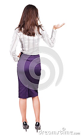 https://thumbs.dreamstime.com/x/back-view-beautiful-business-woman-dress-looking-wall-holds-hand-up-young-brunette-girl-standing-rear-people-44418814.jpg