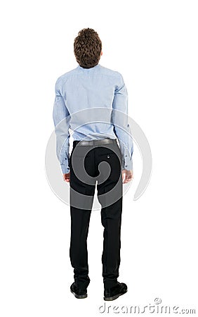 Back view of Business man looks. Stock Photo
