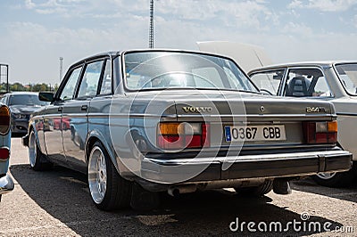 Back view of a classic gray Volvo 244 GL parked on the street Editorial Stock Photo