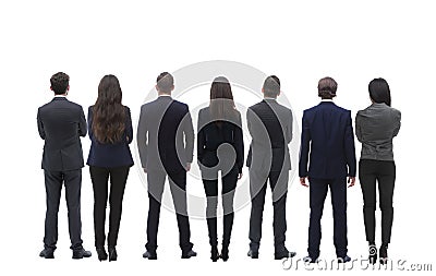 Back view group of business people. Rear view. Isolated over white background. Stock Photo