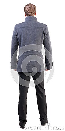 Back view of handsome business man in coat Stock Photo