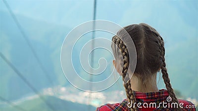 Adorable Happy Little Girl in the Cabin on the Cable Car in Mountains in the Background of Beautful Landscape Stock Footage - Video of outdoor, hiker: 131729728 