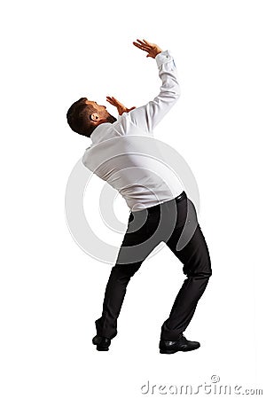 Back view of scared businessman Stock Photo