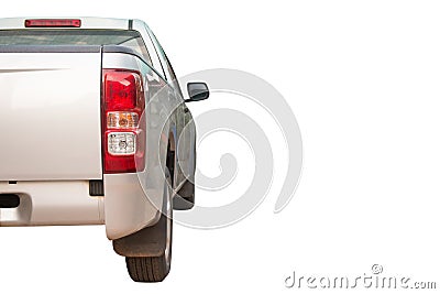 Back view silver pick up truck isolated on white background with clipping path Stock Photo