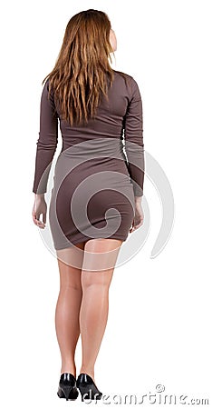 Back view of standing beautiful woman. Stock Photo