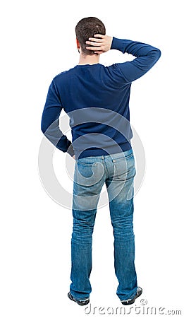 Back view of standing business man Stock Photo
