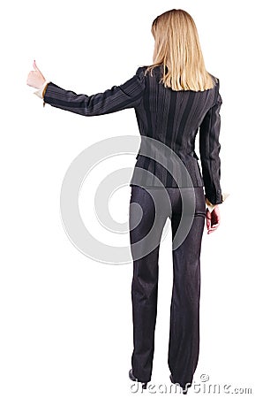 Back View Of Standing Young Blonde Business Woman. Stock Images - Image ...