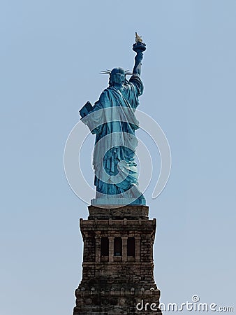 Back view Statue Liberty New York City Usa Stock Photo