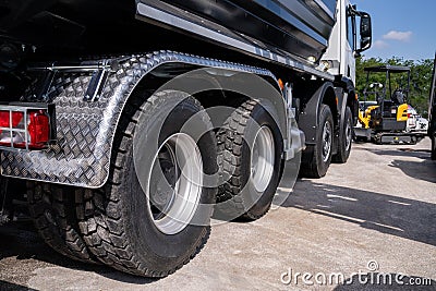 Back view of tipper truck Stock Photo