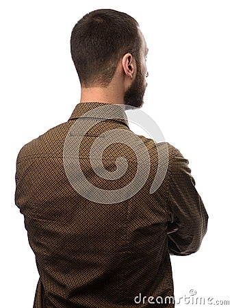 Back view of young bearded businessman Stock Photo