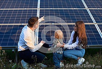 Young family getting to know alternative energy Stock Photo