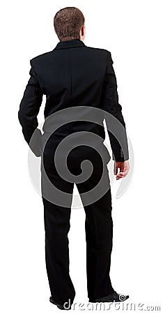 Back View Of Young Guy In Black Suit Watching. Royalty Free Stock Photo ...