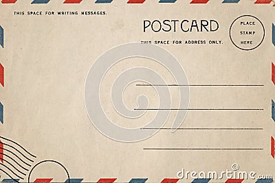 Back of vintage blank postcard. Stock Photo