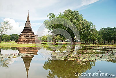 The back of Wat Mahathat Sukhothai Stock Photo